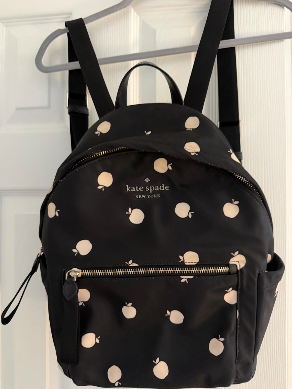 kate spade Navy Backpack with Cream Apple Print